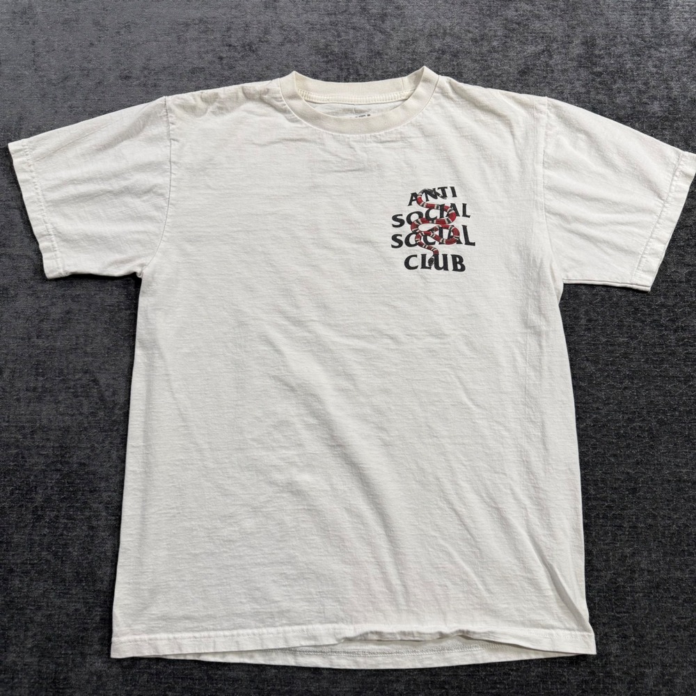 Anti Social Social Club Snake Logo Graphic T-Shirt White Mens Medium ASSC Tee